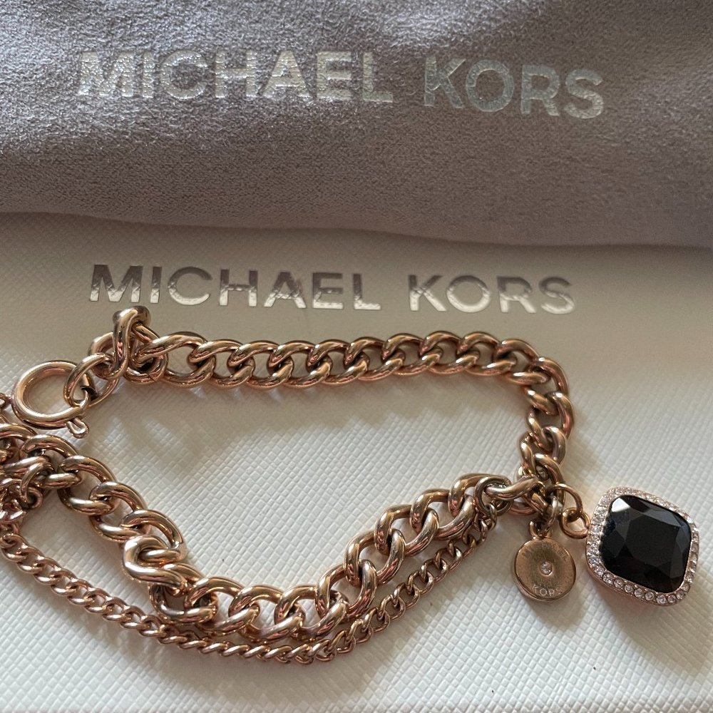 Michael Kors Rose Gold Brown Stone Bracelet